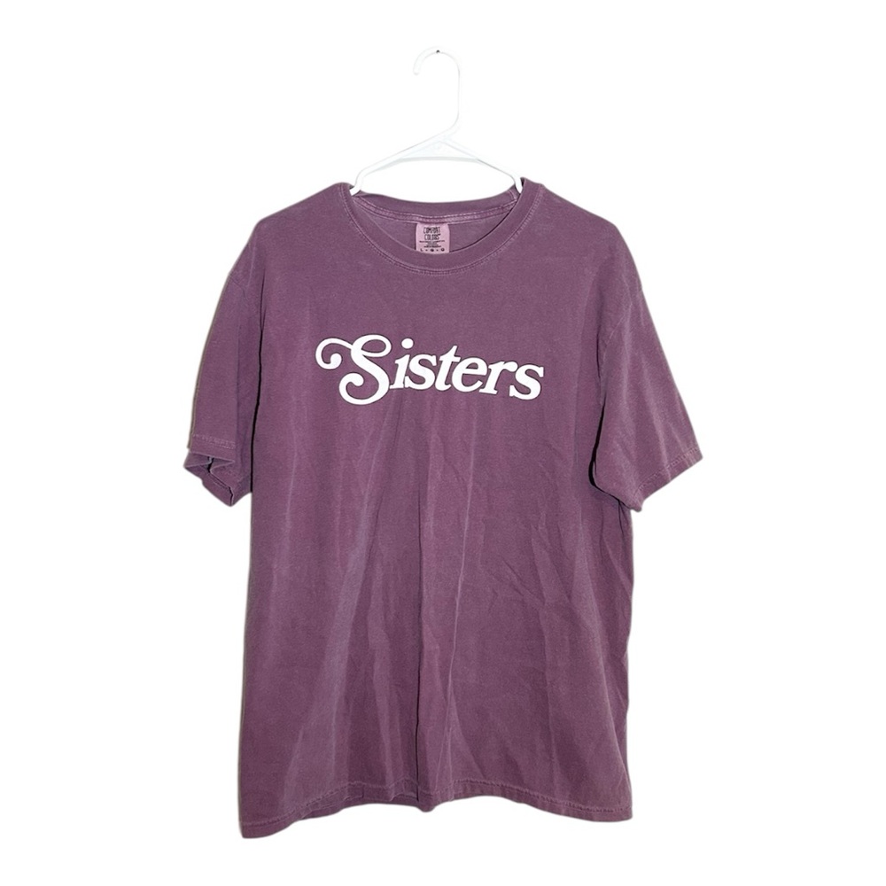 Comfort Colors Sisters Purple Graphic T-Shirt Size Large‎